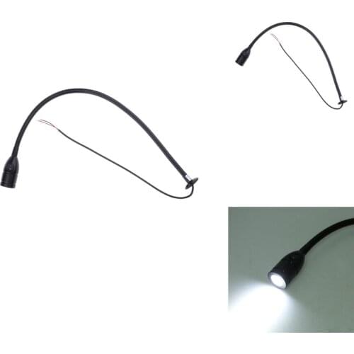 2pcs Marine Boat RV Reading LED Light Switch Lamp for Bedside Wall Mount - Adjustable Gooseneck 12V 3W - Black