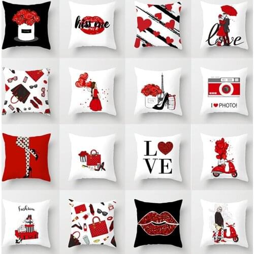 2021 New Valentines Day Gifts Heart Love Red Lips Print Decorative Pillowcase Cushion Throw Pillows Sofa Decoration Pillowcover