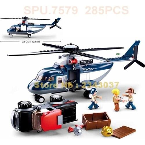 Sluban 0656 285pcs Urban Swat Police Policemen Helicopter Truck Building Blocks Toy