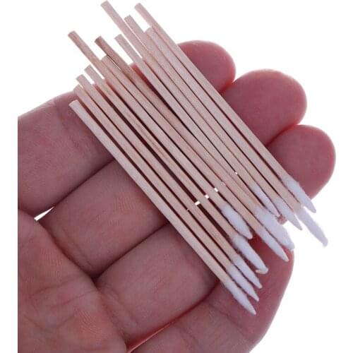 300pcs/pack Wood Handle Cotton Swabs Eyebrow Tattoo Makeup Color Nail Seam Dedicated Dirty Picking Mini Tip Head Cotton Swab