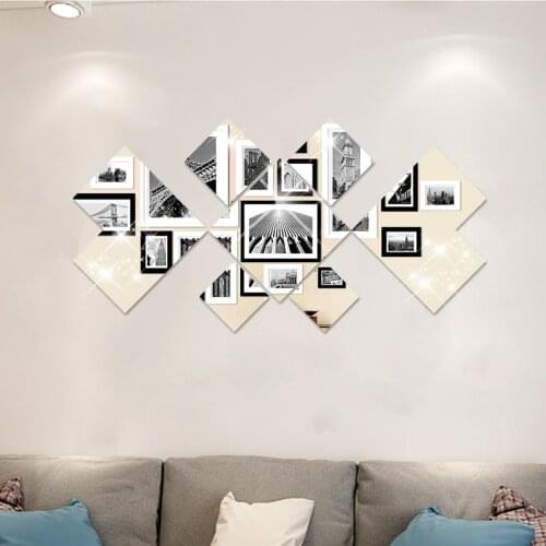 Acrylic Diamond Mirror Stickers Rhombus Mirror Wall Sticker Decal Removable Home Bath Tile Wall DIY Decorative Art Mirror
