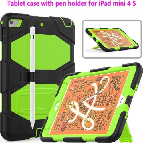 For iPad Mini 5 4 Case A1538 A1550 7.9 Inches iPad Case With Pen holder Silicon Case Cover with Pen Slot Invisible Bracket