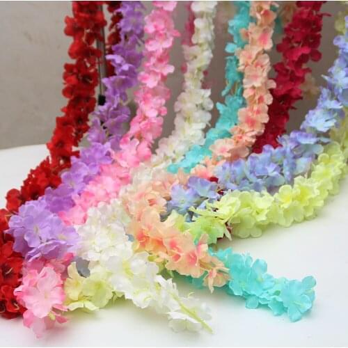 34cm Artificial Silk Hydrangea Wisteria Flower String DIY Simulation Wedding Arch Square Rattan Wall Hanging Basket Wedding Deco