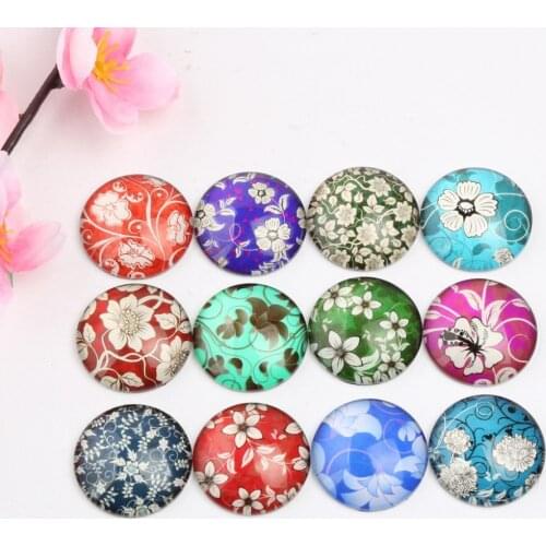 Reidgaller mix color flower photo round glass cabochon 10mm 12m 14mm 16mm 18mm 20mm 25mm diy earrings pendant jewelry findings