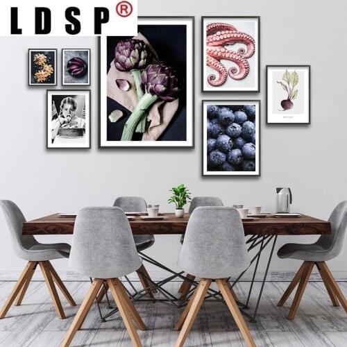 LDSP Octopus Artichoke Fruit vegetable Canvas Painting Wall Art Print Poster Picture Modern Kitchen Dining Room Home Decor