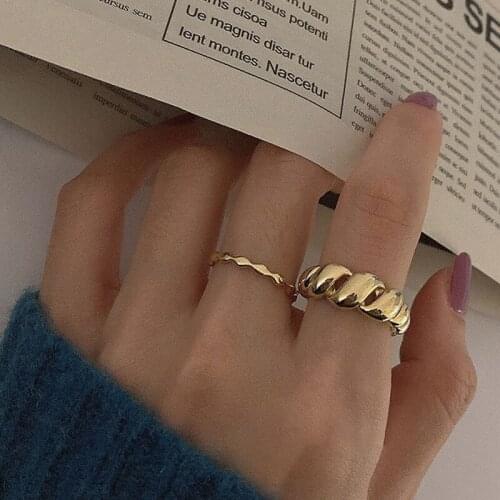 Minimalist Punk Engagement Rings New Fashion Accessories for Women Vintage France Gold Plated Adjustable Party Jewelry Gifts