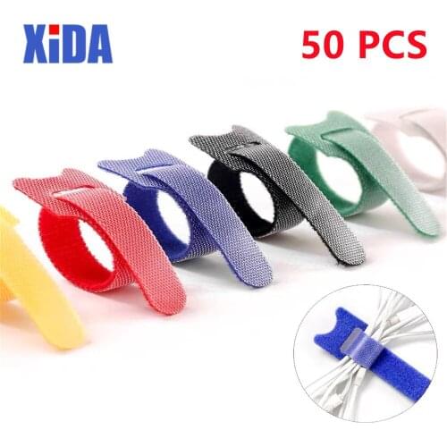 30pcs Reusable nylon Cable Ties Hook and Loop Cable Tie with Eyelet Hole Cables organizer Hook loop sticky straps 150*20 mm