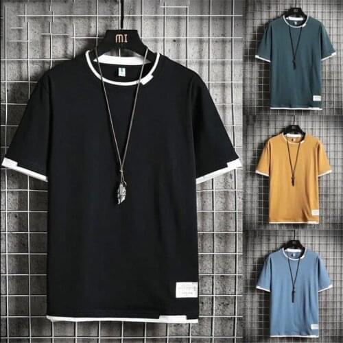Fashion Men Tshirts Short Sleeve Summer 2021 O Neck Pullovers Solid Tops Casual Mens Tees Plus Size Camisetas De Los Hombres