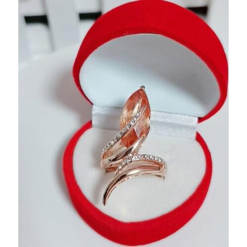MOONROCY Crystal Rings Rose Gold Color Party Ring Champagne Gift for Women Girls Exaggerated Jewelry Wholesale Dropshipping
