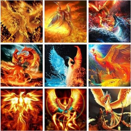 Diamond Painting Kits Phoenix 5D DIY Mosaic Full Round With AB Drill Layout Rhinestone Embroidery Animal Cross Stitch Home Decor