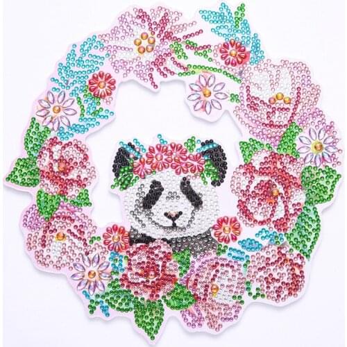 Panda 5D Diamond Painting Art Kits Panda Wreath DIY Point Drill Painting For Adults Kids Beginners For Home Wall Decor