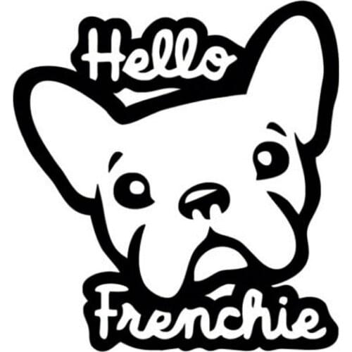 11CM*11.7CM Creative Animal Dog Hello Frenchie Funny Car Window Stickers C5-0531