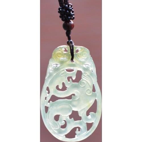 Natural Light Green XiuYan Stone Pendant Carved Chinese Dragon Zodic Dragon Pendant Necklace Mens Fashion Jewelry