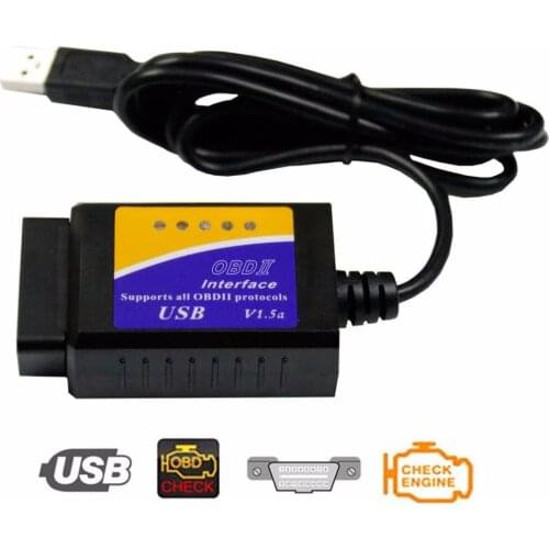 ELM327 USB OBD2 Auto Car Diagnostic Tool ELM 327 V1.5 USB Interface OBDII CAN-BUS Scanner NEW Hot Selling Drop Shipping