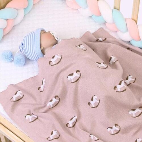New 2020 Autumn Winter Infant Baby Boy Girl Wooden Horse Knit Blanket Newborn Baby Quilt Boys Girls Cotton Hold Blanket
