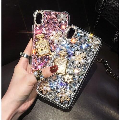 NEW Luxury Perfume Bottle Design Diamond Phone Case for Samsung NOTE20/10 Rhinestone Bling Cover for Galaxy S20/10/9 Plus edge