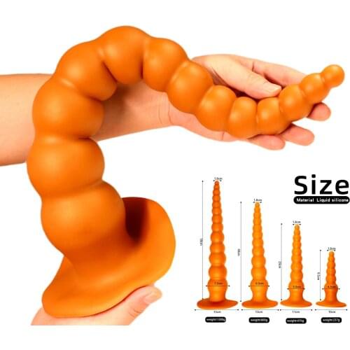 Super Long Anal Plug Liquid Silicone Huge Dildo Big Butt Plug Anal Bead Prostate Massage Vagina Masturbate Sex Toy For Men Women