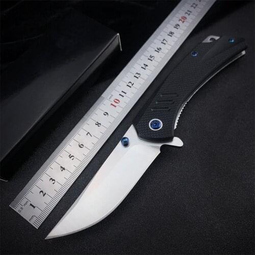 Portable Foldable Knife 440 Blade G10 Handle Camping Survival Fruit Cutter Hunting Tactical Knife Sharp Blade Outdoor EDC Tools