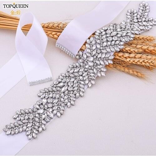 TOPQUEEN S420 Shiny Belt Wedding Party Dress Belts Bridal Belts Bridesmaid Belt Sparkly Belt for Women Wide Belt with Rhinestone