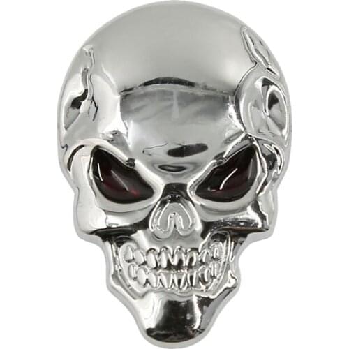 PPYY NEW -Metal 3d Skull Bone Shape Car Exterior Sticker decorative silver tone