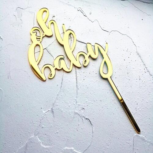 OH Baby Happy Birthday Cake Topper Acrylic Gold Bride to be Wedding Cupcake Topper for Birthday Party Cake Decorations