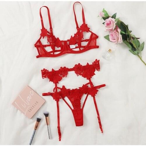 Sexy Lingerie for Women Sex Embroidery Red Temptation Exotic Costumes Sets Sexy Lingerie for Women Hard Latex Lenceria Sexy