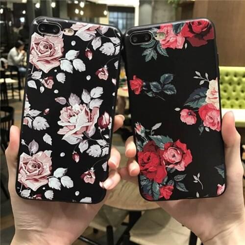 Pink White Rose Flower Silicone Full Body Case for iPhone 7 6 6s 5 5s Case soft Phone Cases Back Cover for 7 6 plus Capa Coque