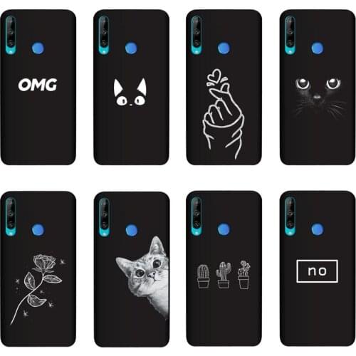 QAQsam Silicone Cover For Huawei Honor 9C AKA-L29 Case Painting Flower Cat Moon Matte Phone Cases Funda