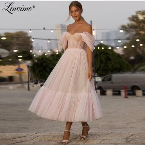 Light Pink Tea Length Prom Dresses A Line Formal Party Dress 2021 Plus Size Arabic Middle East Custom Made Evening Gowns Vestido