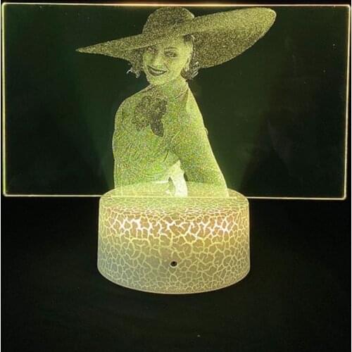 LED 3D Picture Lamp Illusion Night Light Alcina Dimitrescu Creative USB Remote Nightlight Kids Gifts Atmosphere Home Party Decor