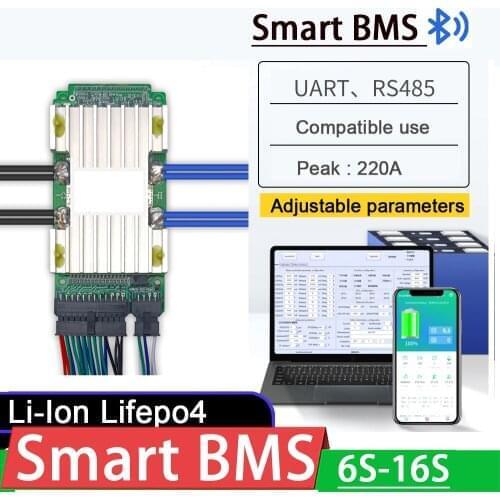 6S- 16S smart BMS 60A 80A 120A 18650 LifePo4 Li-ion Lithium Protection Board Bluetooth APP 7S 8S 10S 13S 14S 12V 24V 36V 48V 60V