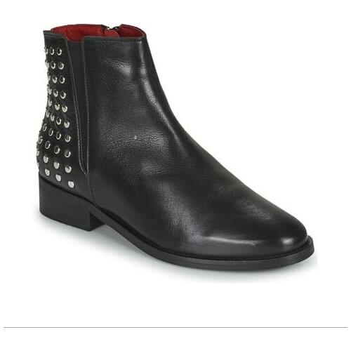 Autumn 2021 New Fashion Short Boots Zipper Flat Thick Heel Large Size 35-43 Warm Ladies Leather Boots Ankle Boots Black Boots