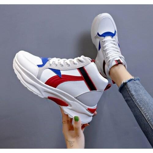 For Lady walking Shoes Vulcanized Shoes Women Fashion Lace-up Breathable Casual High-top Sneakers Non-slip Platform Shoes U27-18