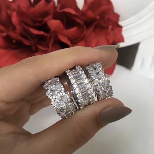 925 Sterling SILVER Marquise Cut Created Diamond Cocktail ENGAGEMENT WEDDING Rings For Women Band Diamond Ring Finger JEWELRY