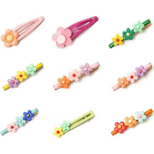 11 Styles Cute Small Daisy Flower Hairpins Children Sweet Hair Clips Headband Korean Style Resin Barrettes Kids Hair Accessories