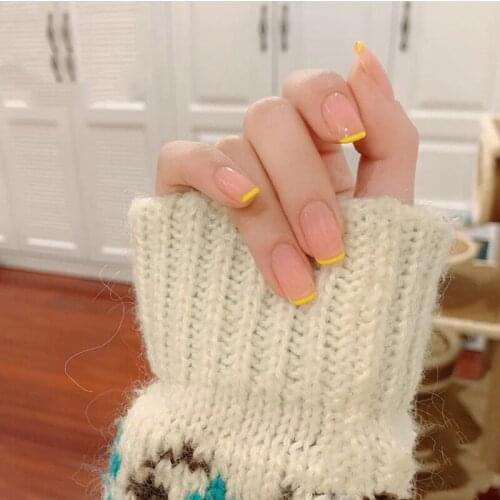 24pcs Nude Simple Long False Glue Nails Art Acrylic Full Cover Tips Manicure False Nails With Adhesive Tabs Perfect For Daily