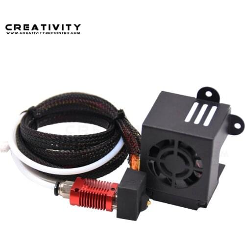 3D Printer Assembled Extruder Kit with 0.4mm Nozzle Heating Block Double Fans Cover Air Connections 12V for Creality CR-10