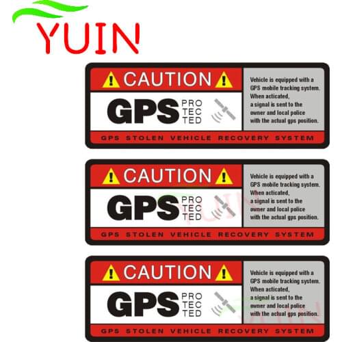 3 X 10*4cm Warning Caution GPS Protected Car Sticker Personalized PVC Decoration Cars Accessories Waterproof Sunscreen Decal