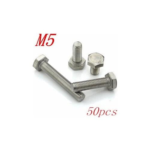 50pcs/Lot Free Shipping Metric Thread M5*8/10/12/14/16/18/20/25/30/35/40-65mm Stainless Steel outer Hex Head Cap Screws Bolts