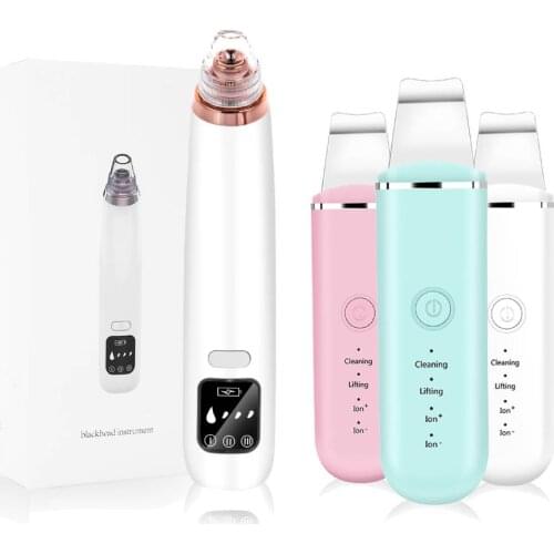 Ultrasonic Skin Scrubber Acne Blackhead Remover Vibration Face Spatula Facial Scrubbers Shovel Deep Cleansing Suction Machine