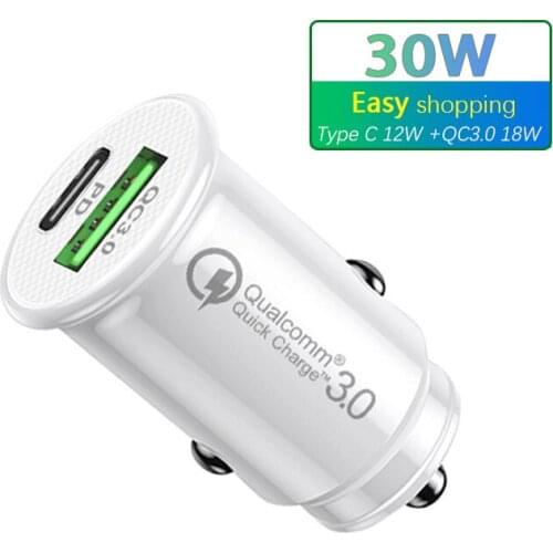 12V 24V PD USB C Car Charger Quick Charge 3.0 30W Fast Charging For iPhone 12 11 XS X XR 8 7 Xiaomi QC3.0 Type C Phone Charger