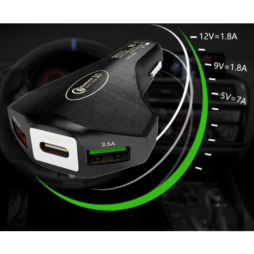 35W USB C Car Charger,3-port PPS QC3.0 18W for xiaomi HUAWEI TYPE C laptop tablet iphone 12 S20/Note 10/20 for all phone