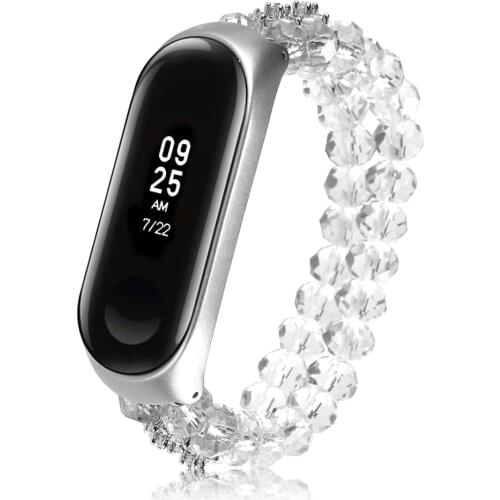 White/Black/Pink Women Crystal Bracelet for Xiaomi Mi Band 5 4 3 Wristband Elastic Stretch Watch Strap for MIband5 Jewelry Belt