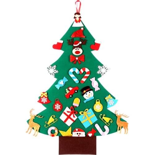 95x70cm Kids DIY Felt Christmas Tree Decoration for Home Navidad New Year Gifts Ornaments Santa Claus Xmas Tree