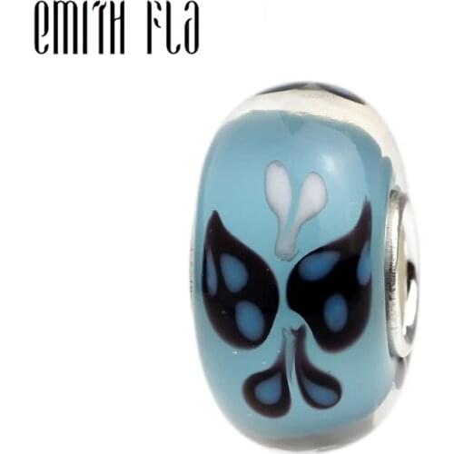 Emith Fla 925 Sterling Silver Large Hole Animal Butterfly Murano Glass European Charm Beads Fit Brand Bracelet Jewelry