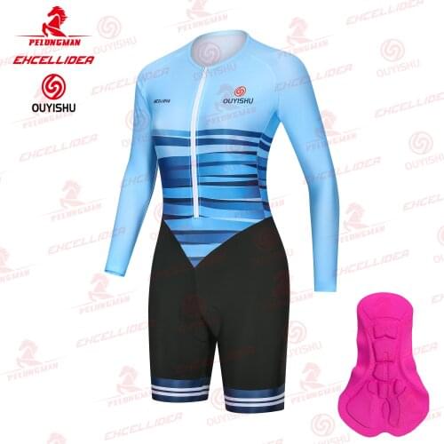 EXCELLIDEA Light Blue Women Cycling One Pcs Suit Summer Female Cycling JumpSuit