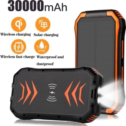 Camping Lights New 30,000 MAh PD18w Fast Charge Solar Mobile Power 10W Wireless Charging Bao Tent Lights