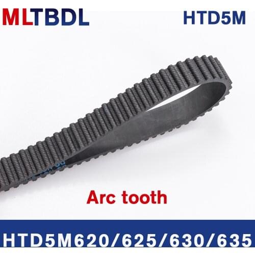 HTD5M Timing Belt 620/625/630/635mm Length 10/15/20/25mm Width 5mm Pitch Rubber Pulley Belt Teeth124 125 126 127synchronous belt