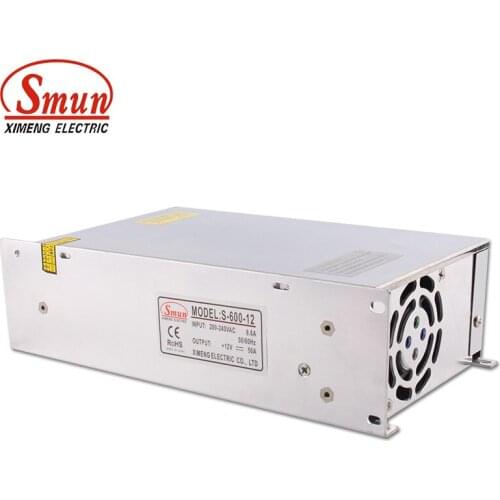 SMUN S-600-12 110V/220VAC to 600W 12V 50A Single Output Switching Power Supply With CE ROHS For Industrial and Led Used