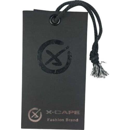 Customized black card paper Hang Tag Waterproof Hang Tag For Down Jacket